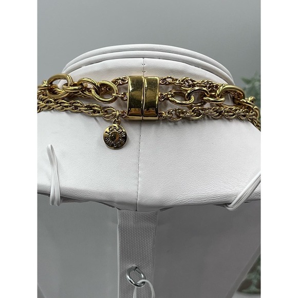 J. Crew Gold Tone Triple Strand Topaz Teardrop Glass White‎ Faux Pearl Necklace - Picture 9 of 12